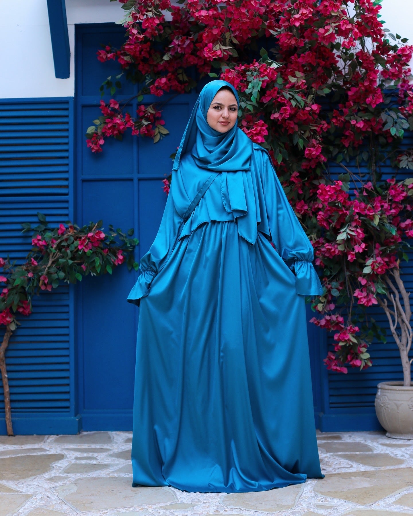 IRIS BLUE SATIN DRESS ISDAL
