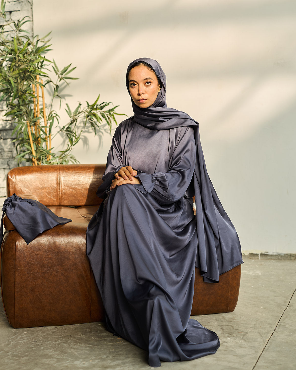 MYSTIC GREY SATIN DRESS ISDAL