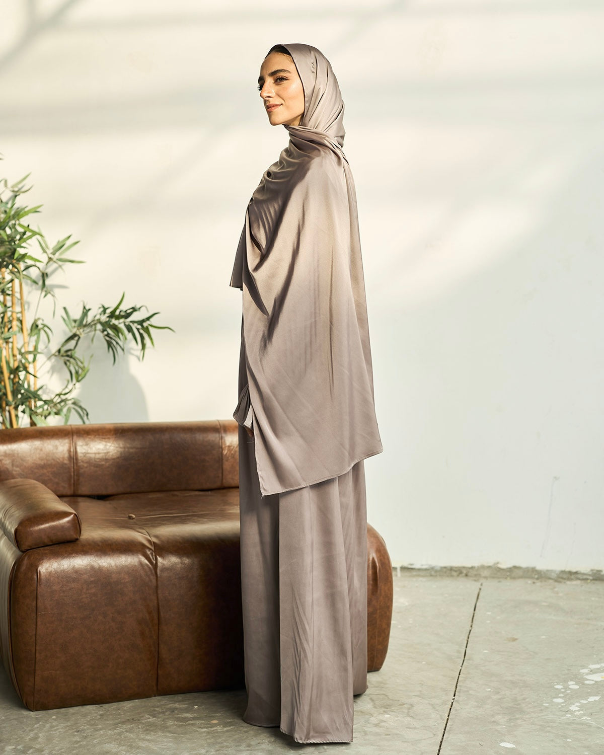 MAUVE SHADOWS SATIN DRESS ISDAL