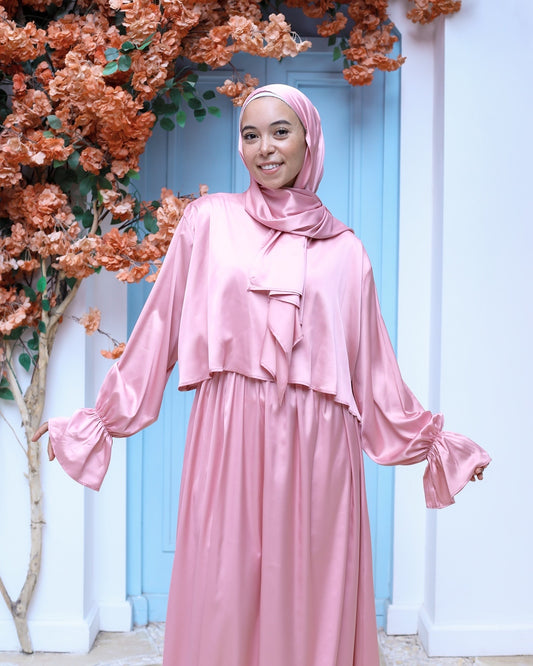 BUBBLEGUM PINK SATIN DRESS ISDAL