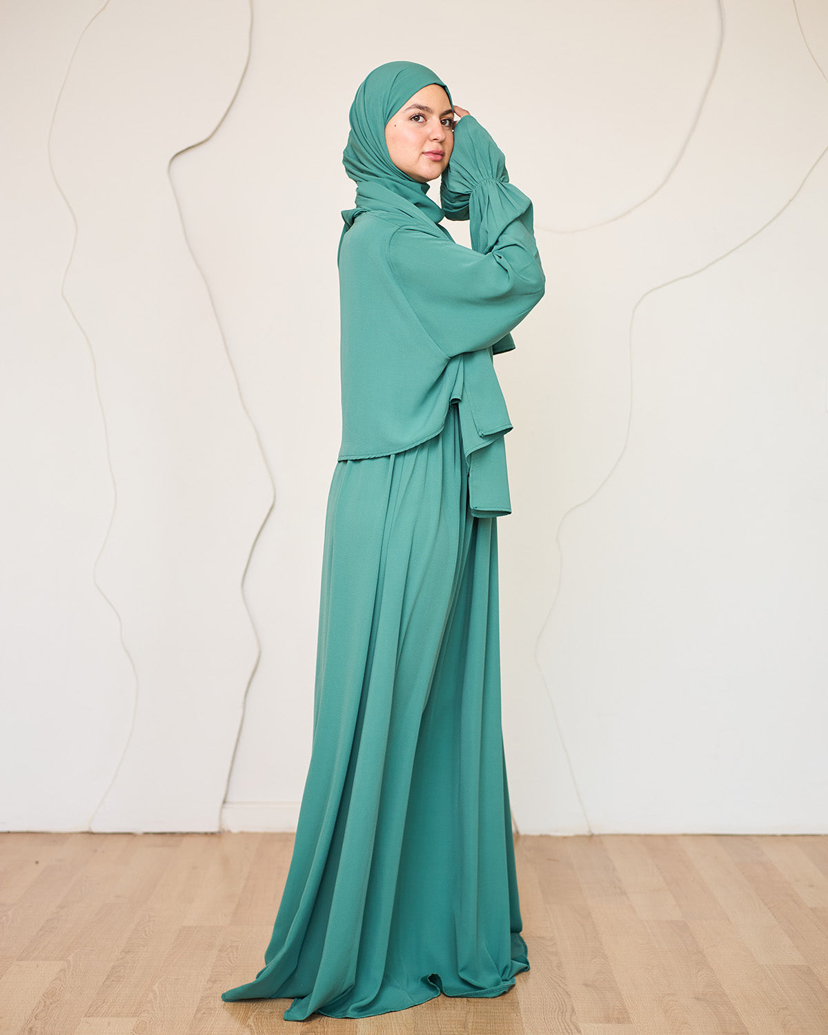 GREEN CREPE DRESSY ISDAL
