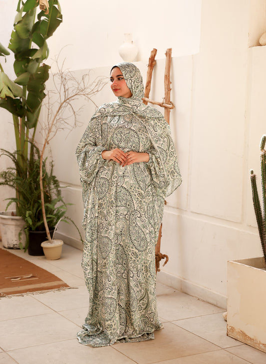 GREEN AURORA PRINT CLASSIC SATIN ISDAL