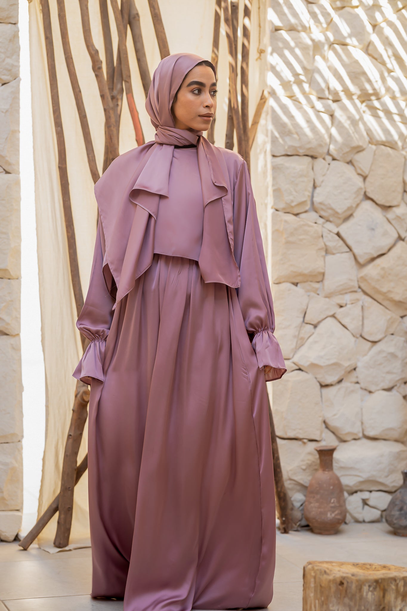 TAFFY PINK SATIN DRESS ISDAL