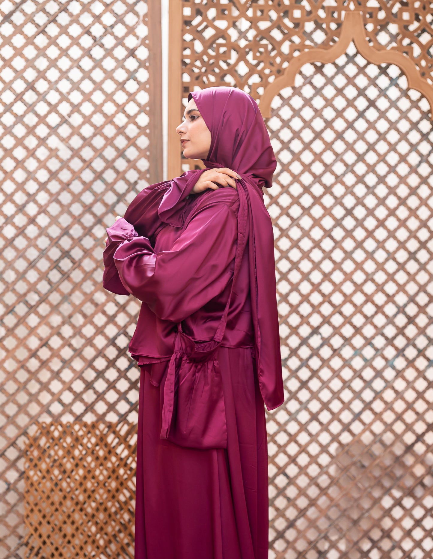 MAGENTA SATIN DRESS ISDAL