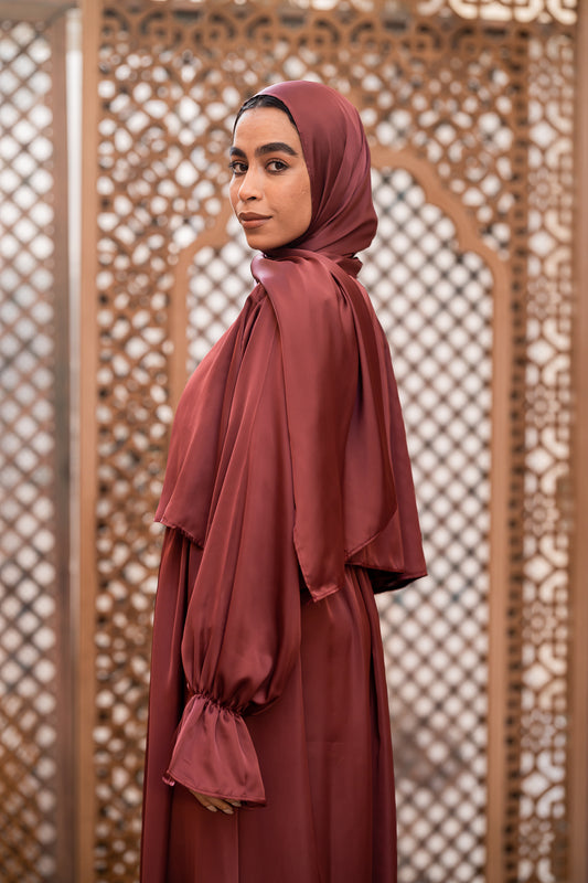 RUSTIC RED SATIN DRESS ISDAL