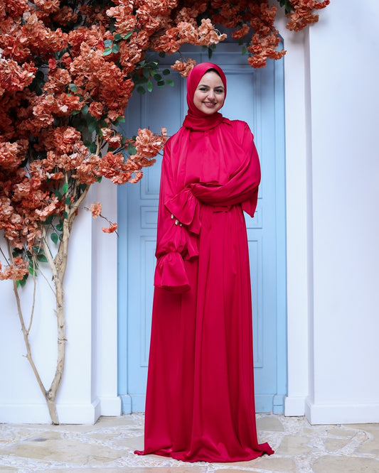 WATERMELON RED SATIN DRESS ISDAL