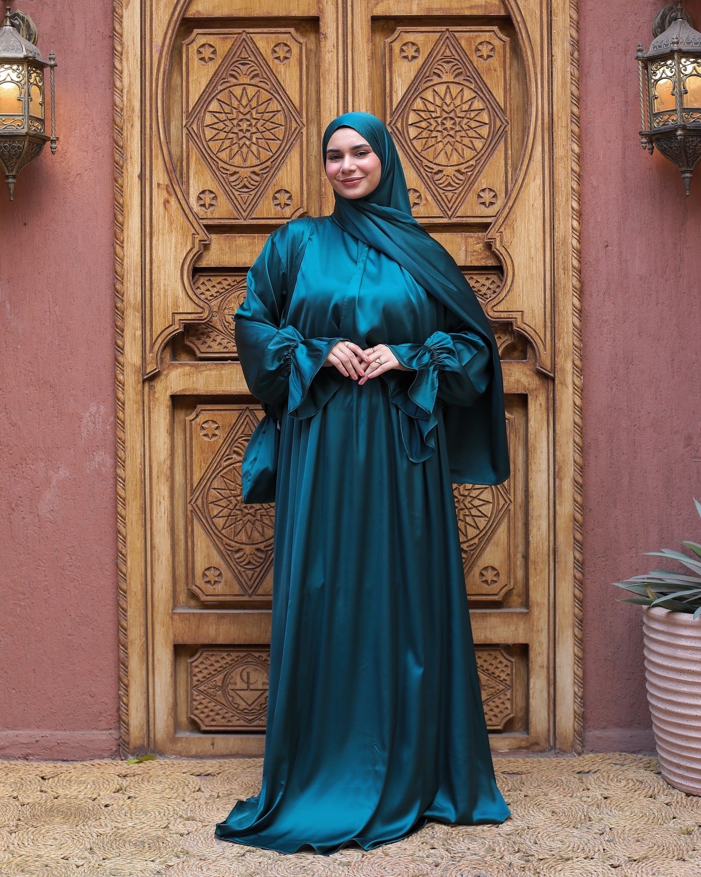 DEEP TEAL SATIN DRESS ISDAL