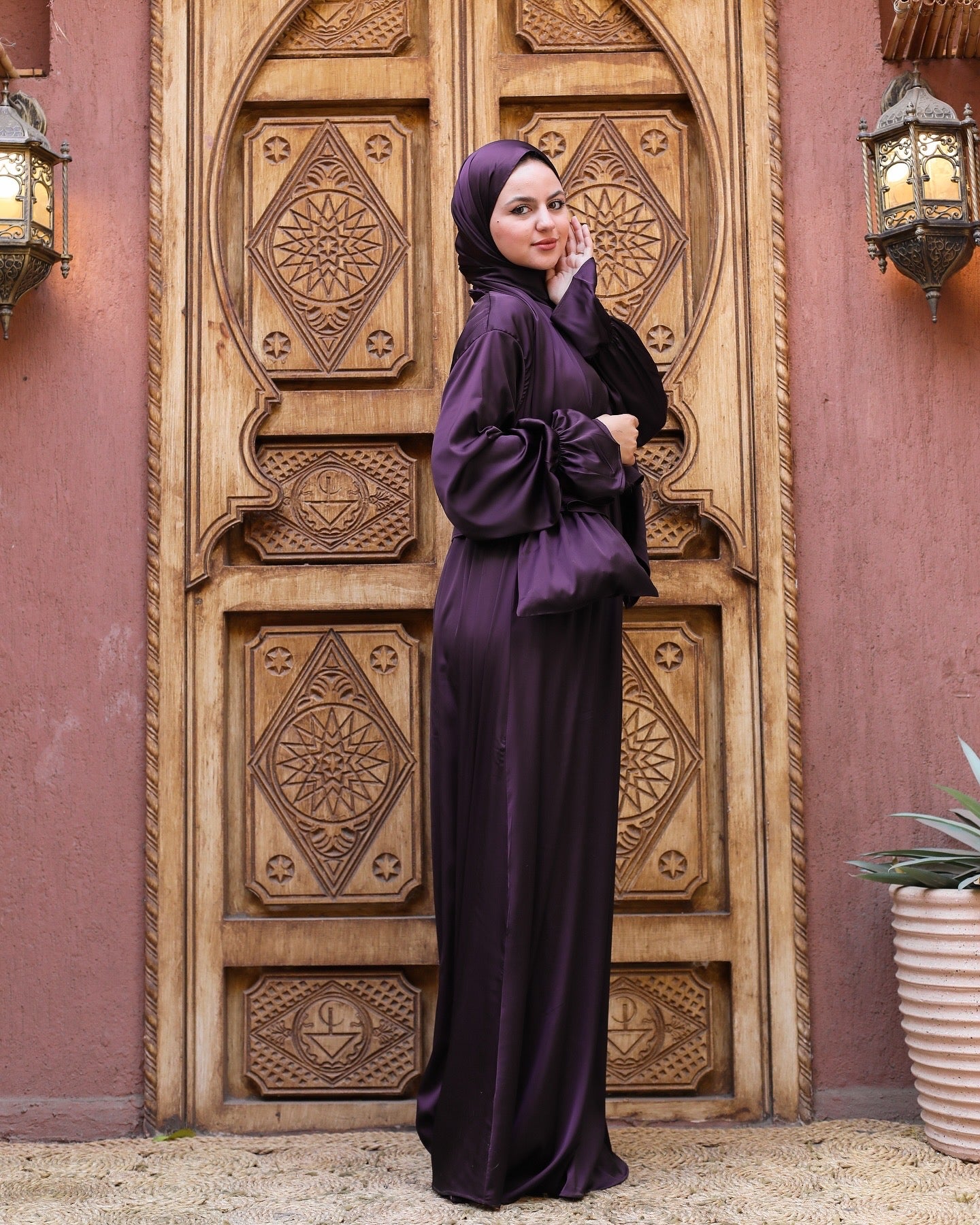 SHADOW PURPLE SATIN DRESS ISDAL