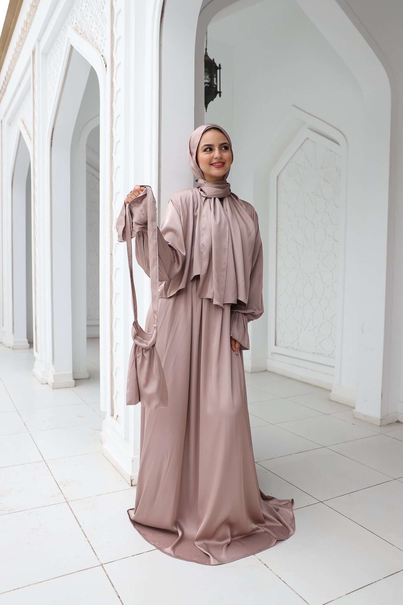 MAUVE SHADOWS SATIN DRESS ISDAL