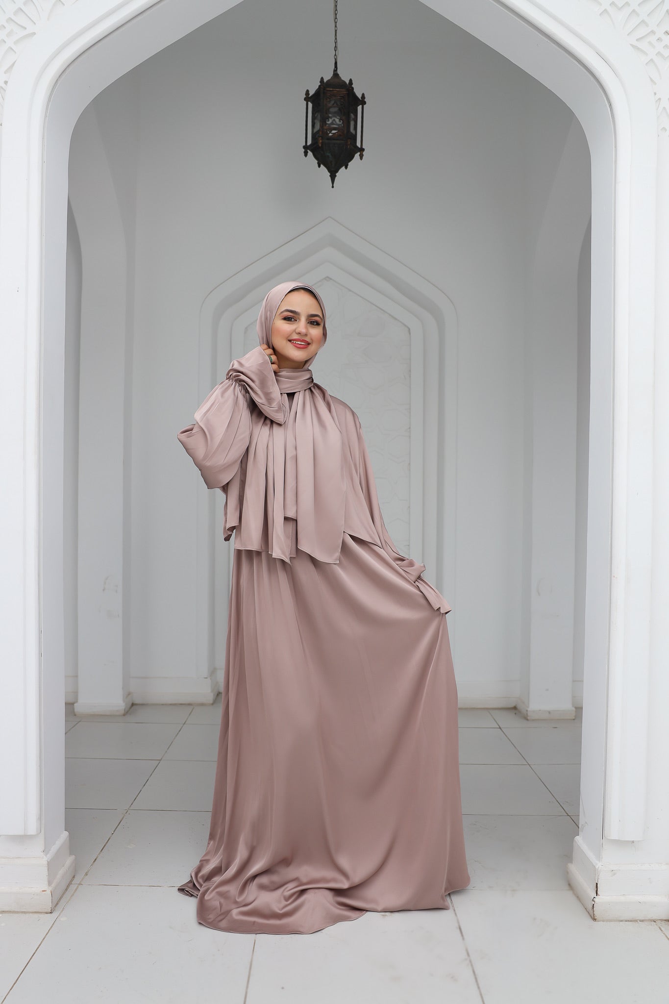 MAUVE SHADOWS SATIN DRESS ISDAL