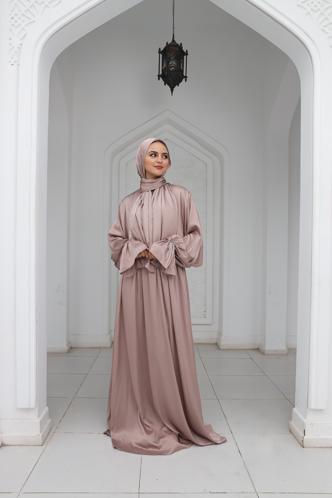 MAUVE SHADOWS SATIN DRESS ISDAL