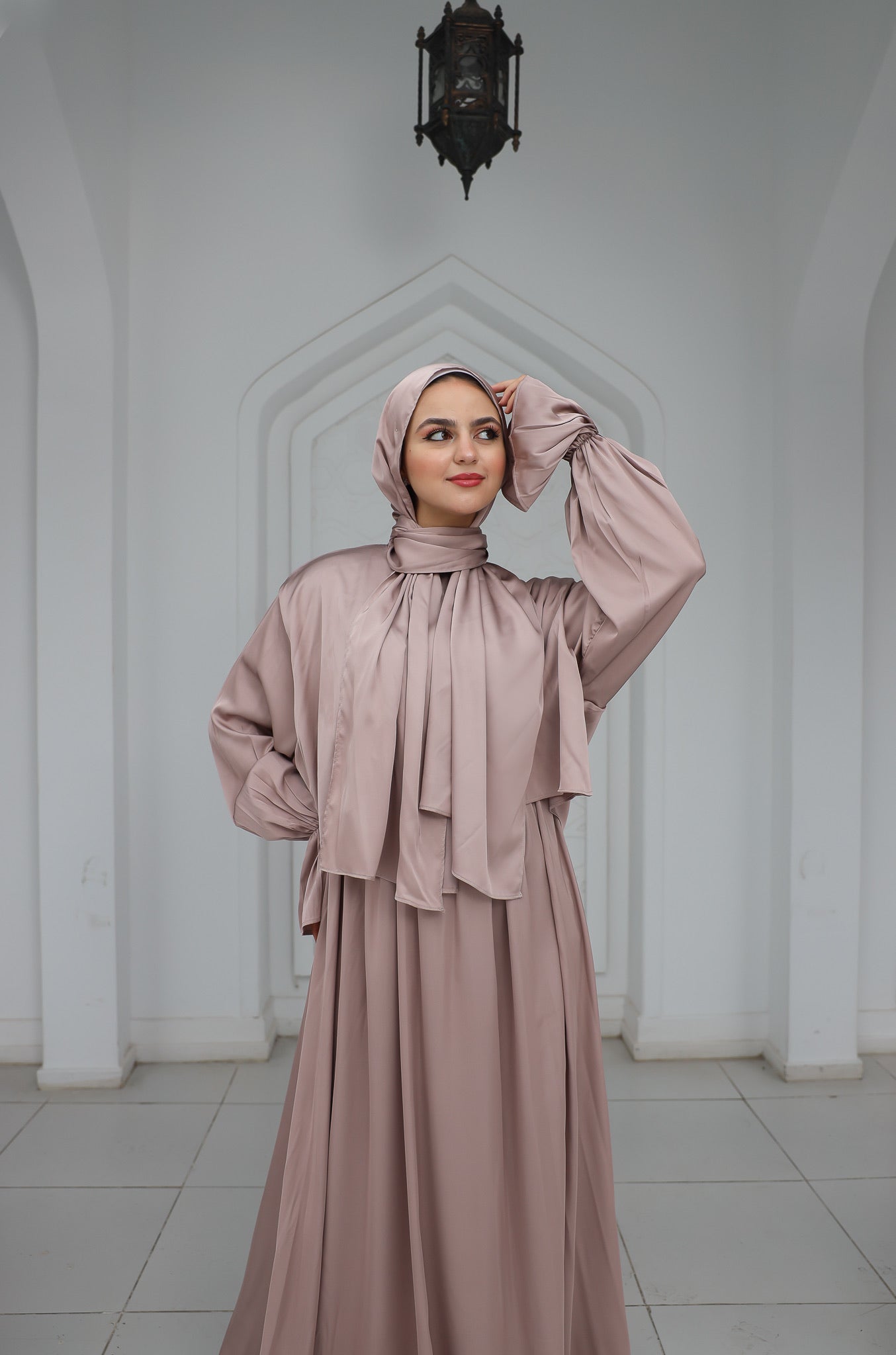 MAUVE SHADOWS SATIN DRESS ISDAL