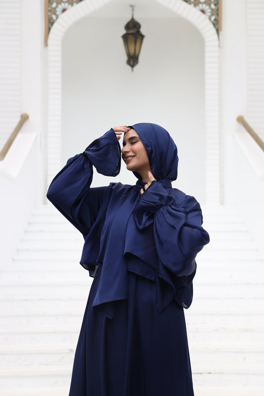 MIDNIGHT BLUE SATIN DRESS ISDAL