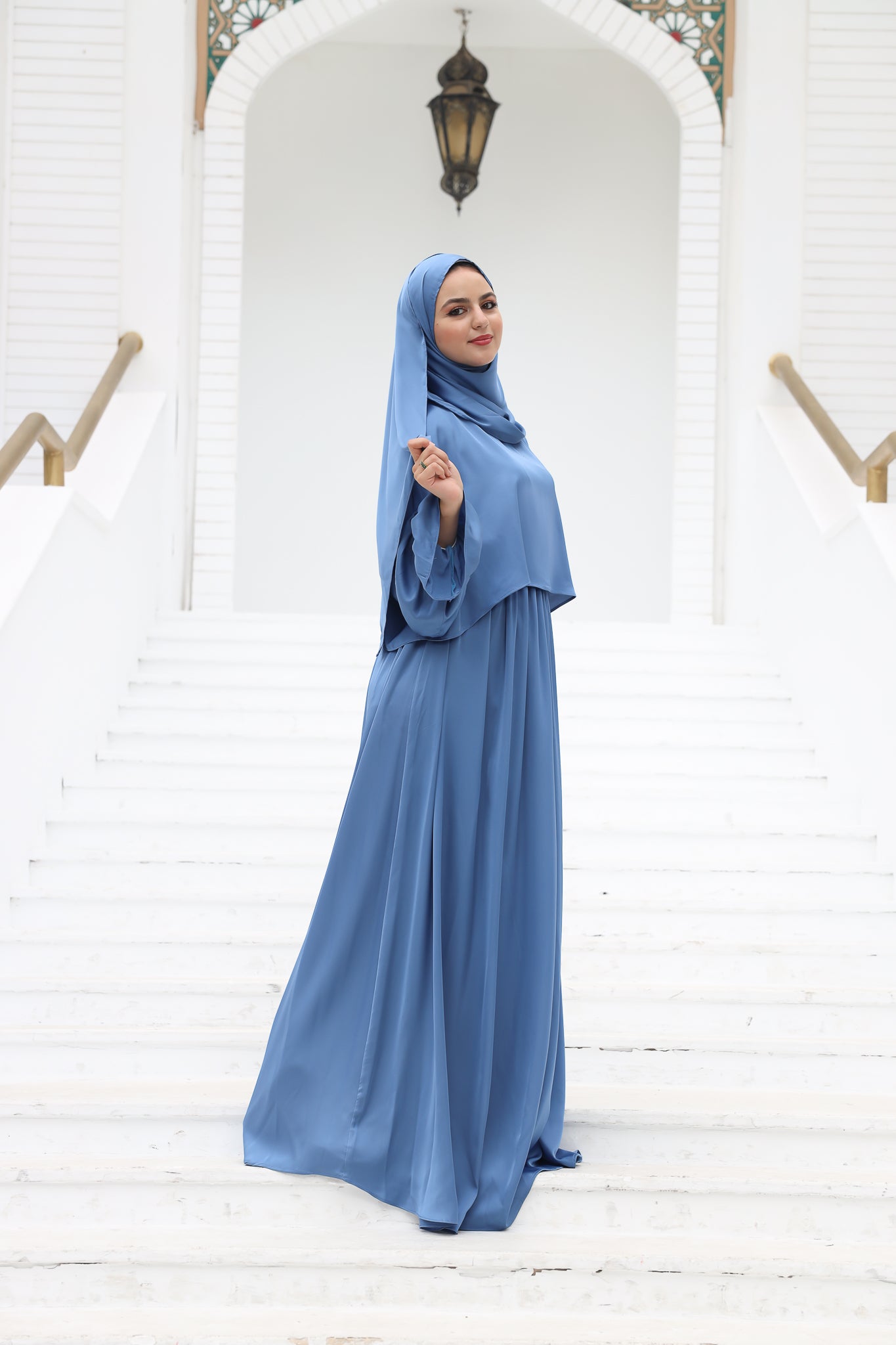 AIR FORCE BLUE SATIN DRESS ISDAL