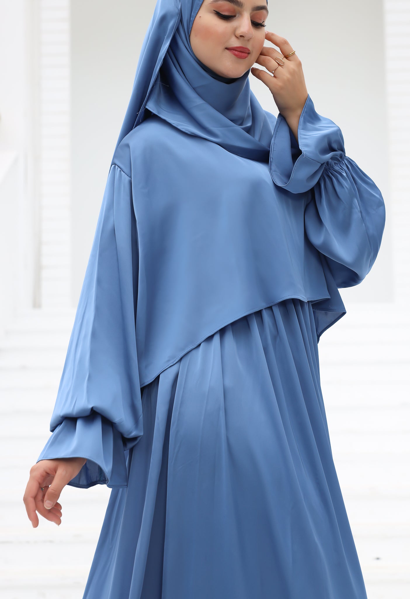 AIR FORCE BLUE SATIN DRESS ISDAL