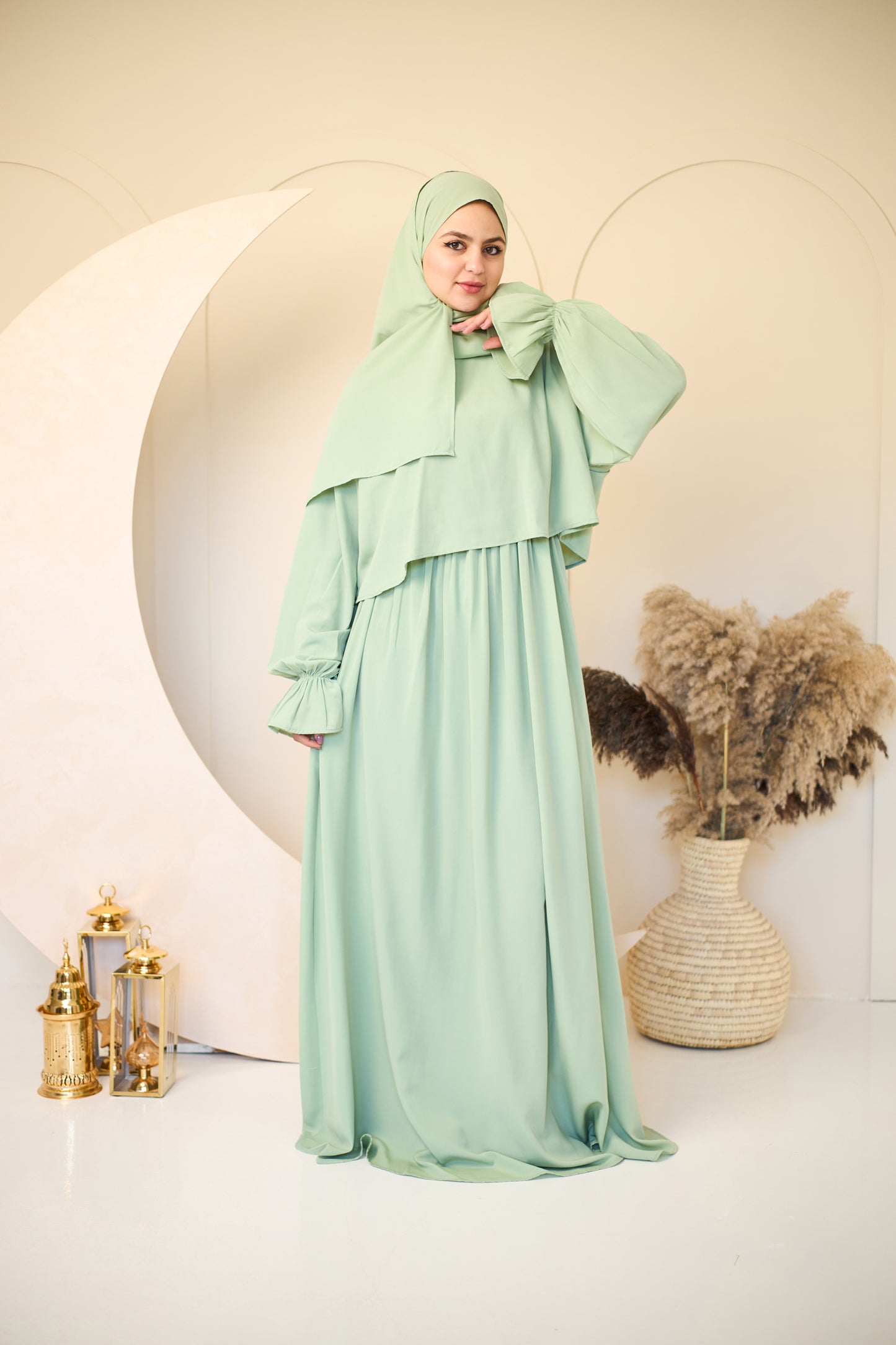 PASTEL GREEN CREPE DRESSY ISDAL