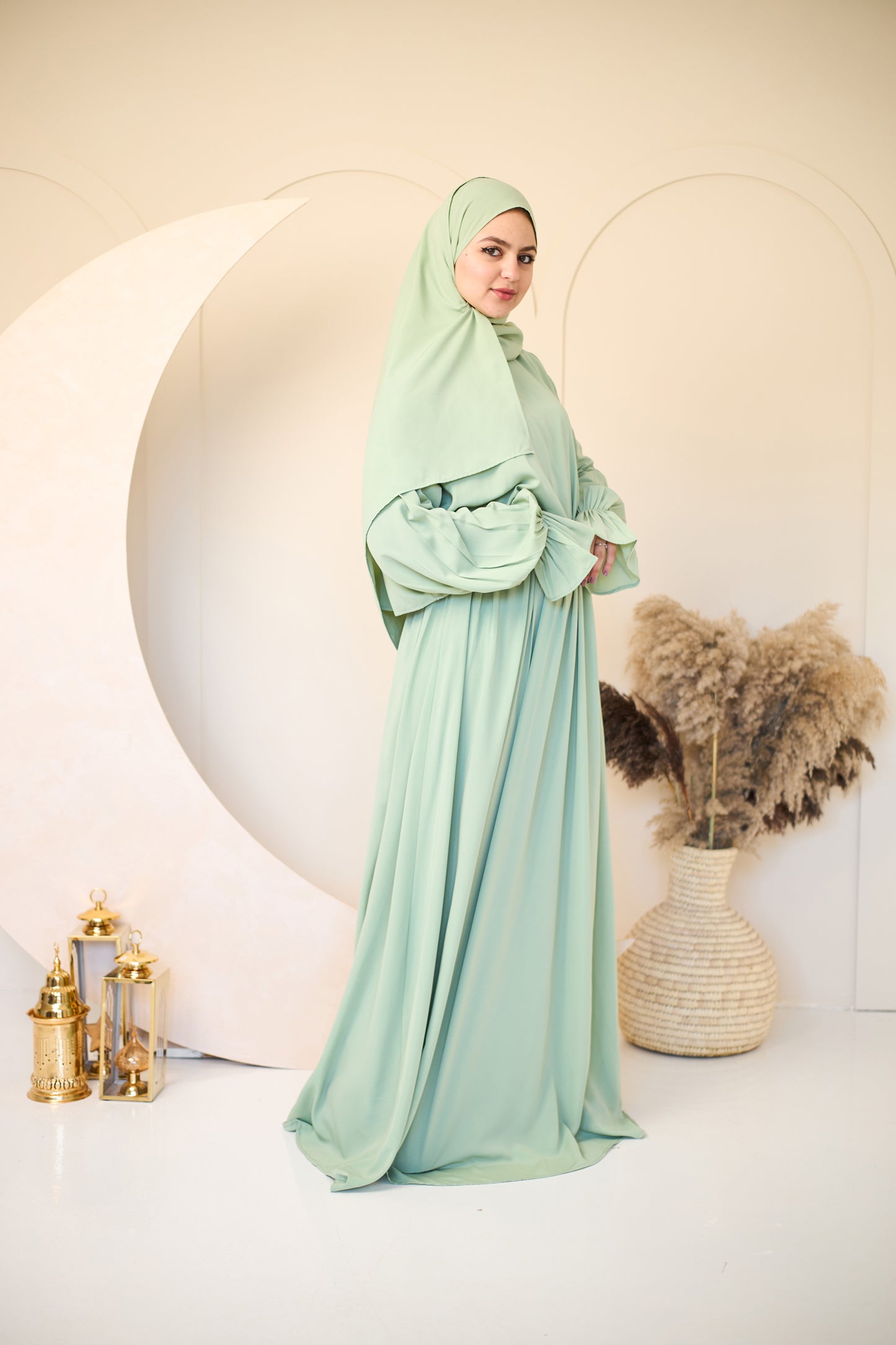 PASTEL GREEN CREPE DRESSY ISDAL