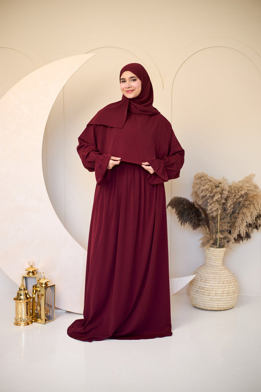 RUBY MAROON CREPE DRESSY ISDAL