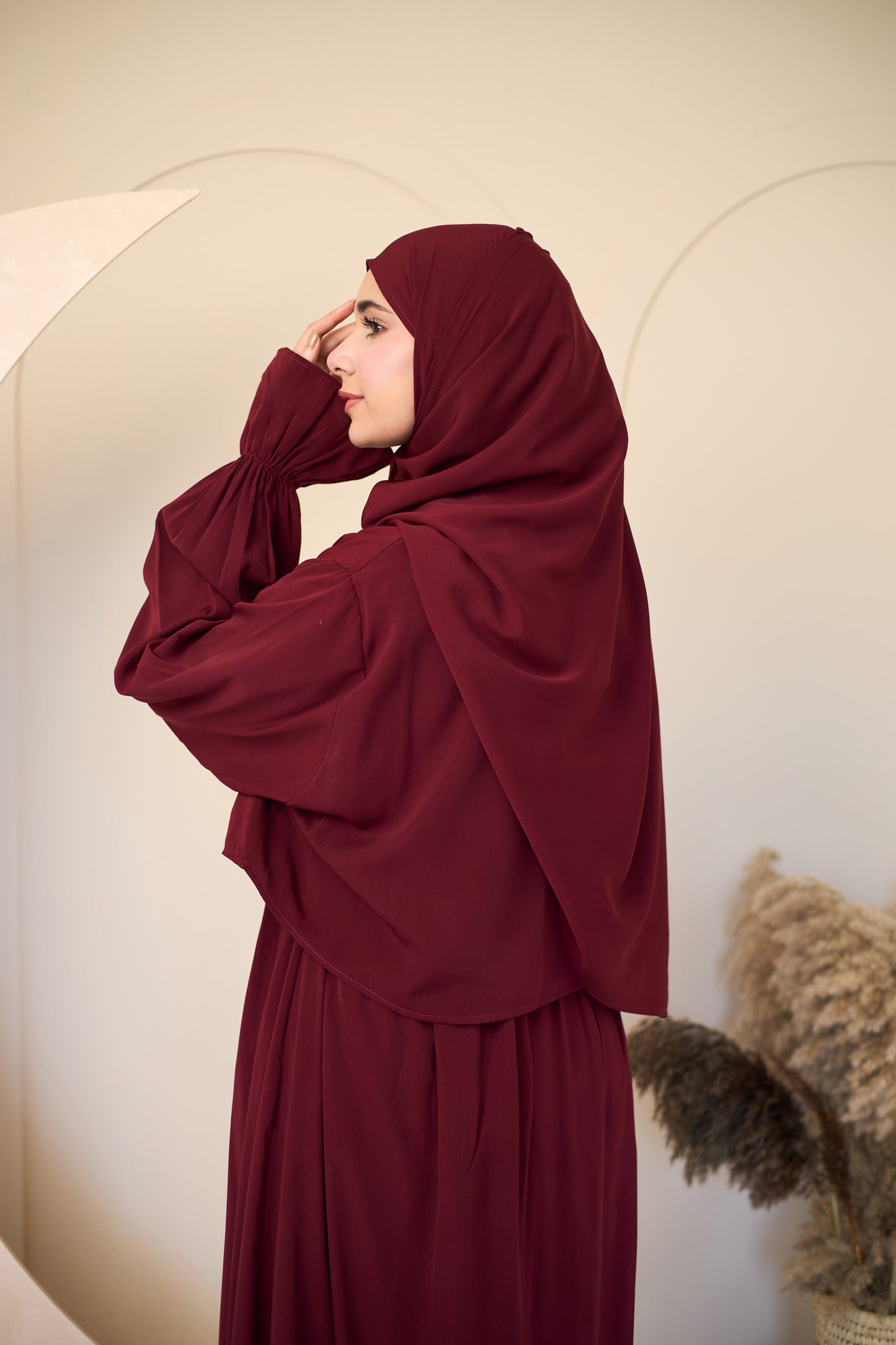 RUBY MAROON CREPE DRESSY ISDAL