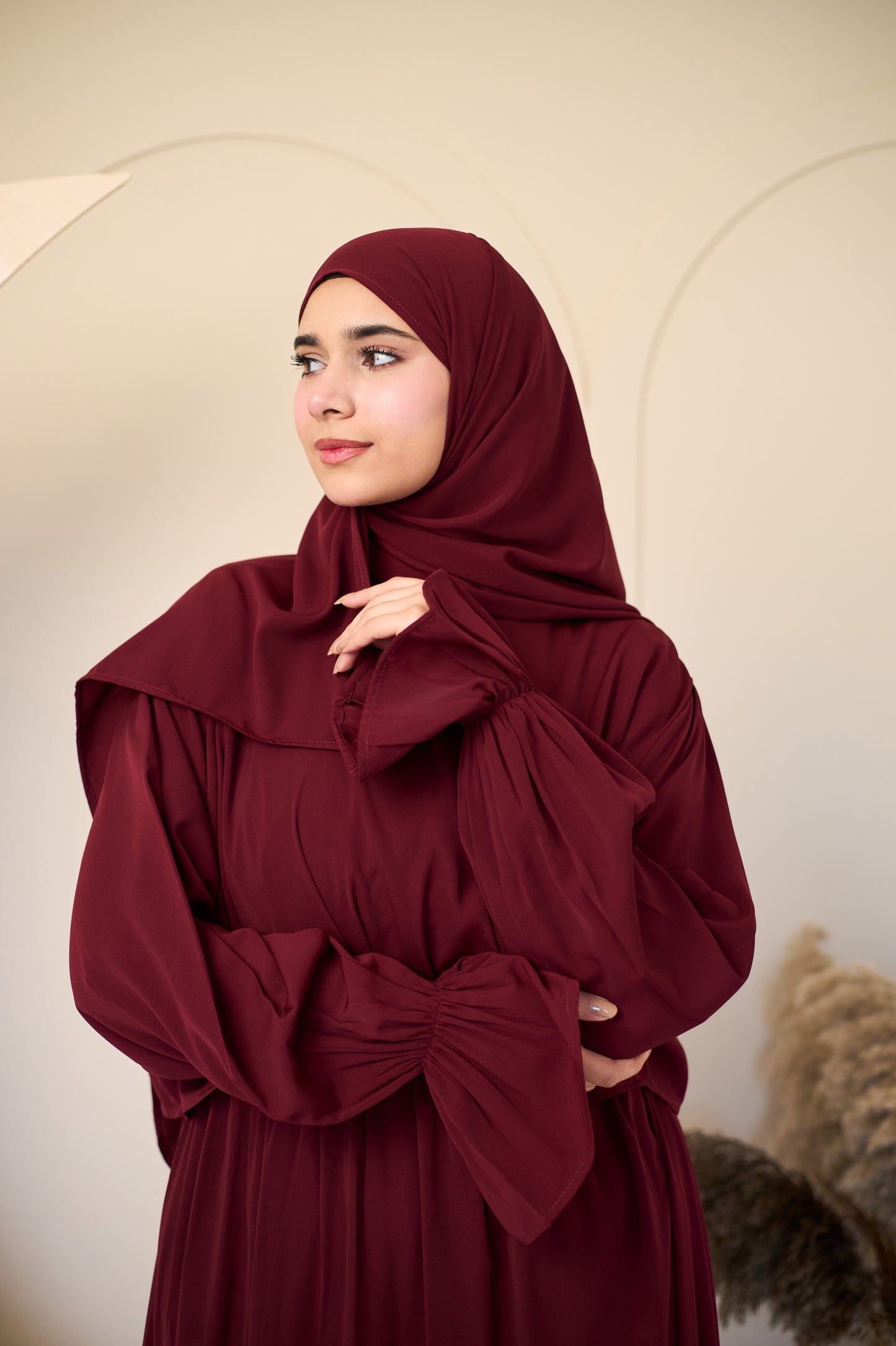 RUBY MAROON CREPE DRESSY ISDAL