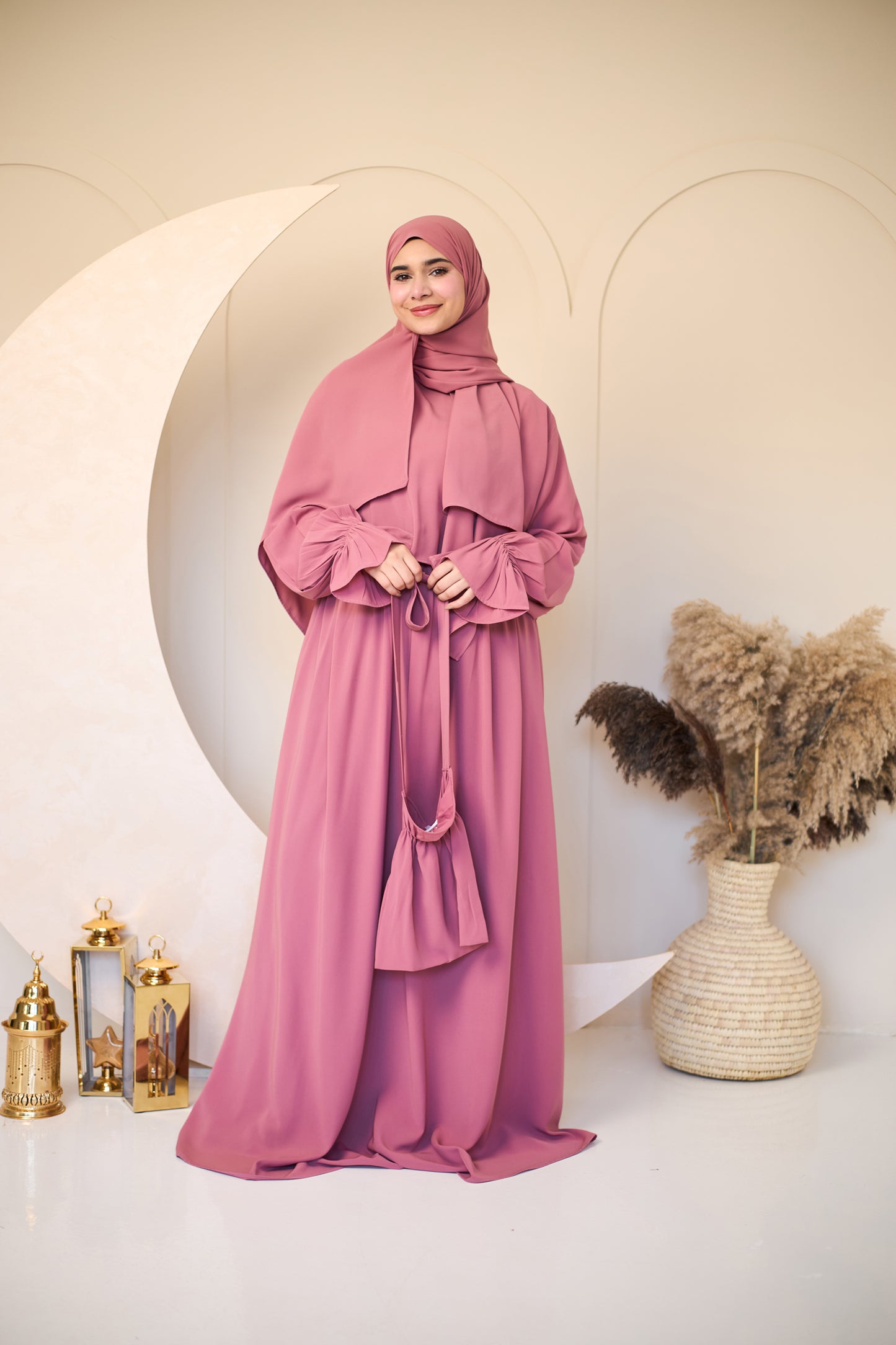 PINK ROSE CREPE DRESSY ISDAL