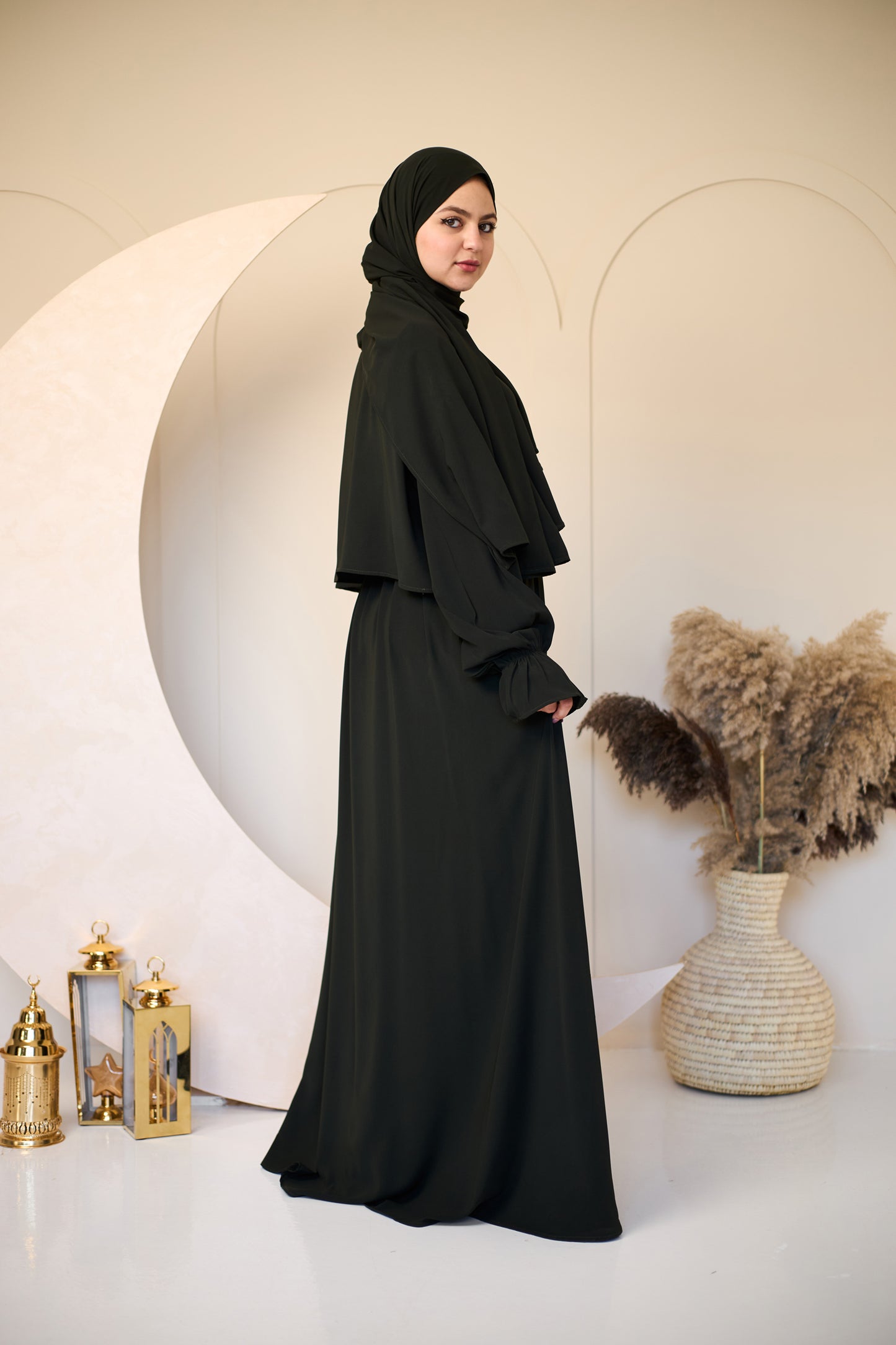 DARK OLIVE GREEN CREPE DRESSY ISDAL