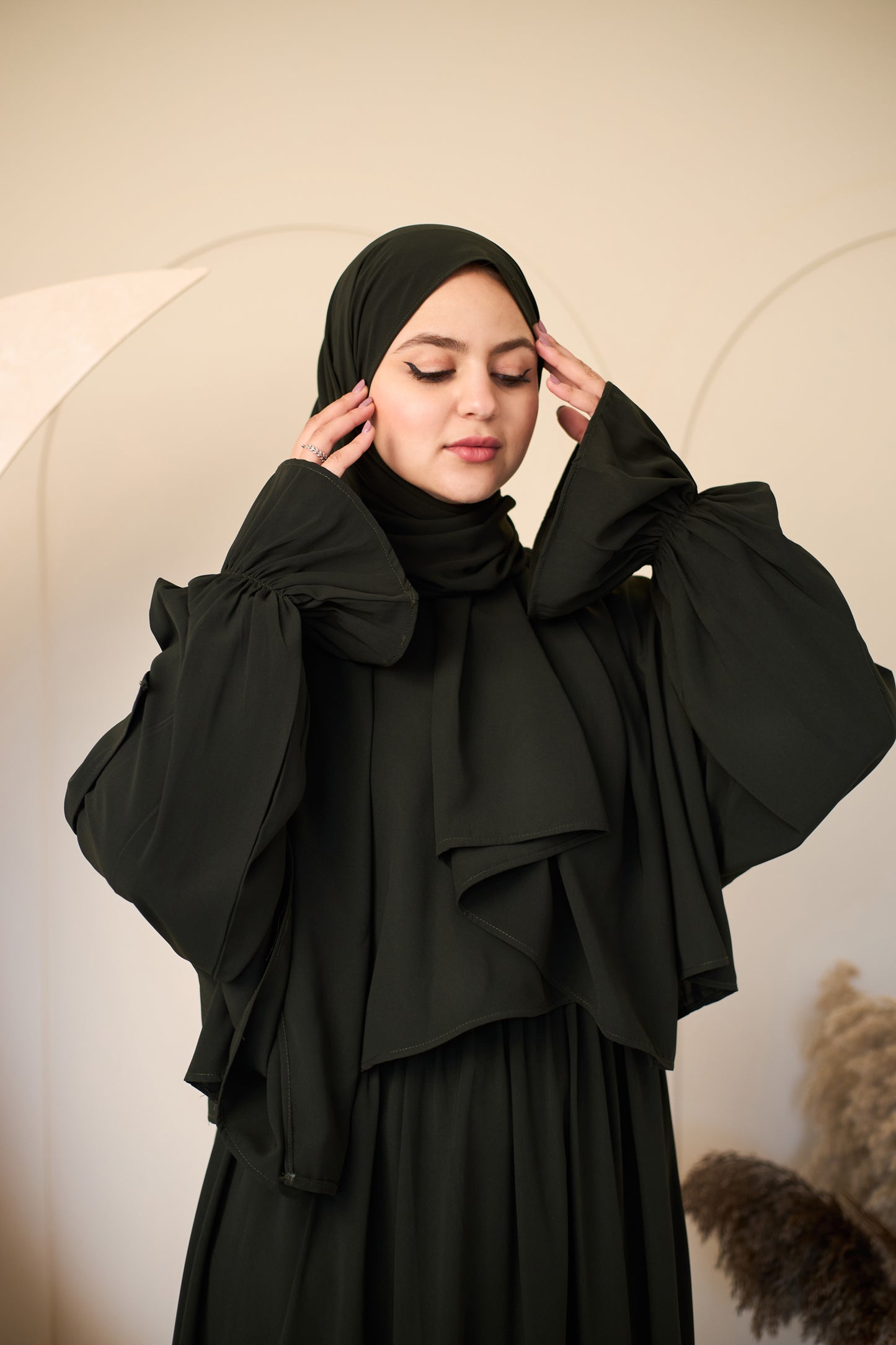 DARK OLIVE GREEN CREPE DRESSY ISDAL