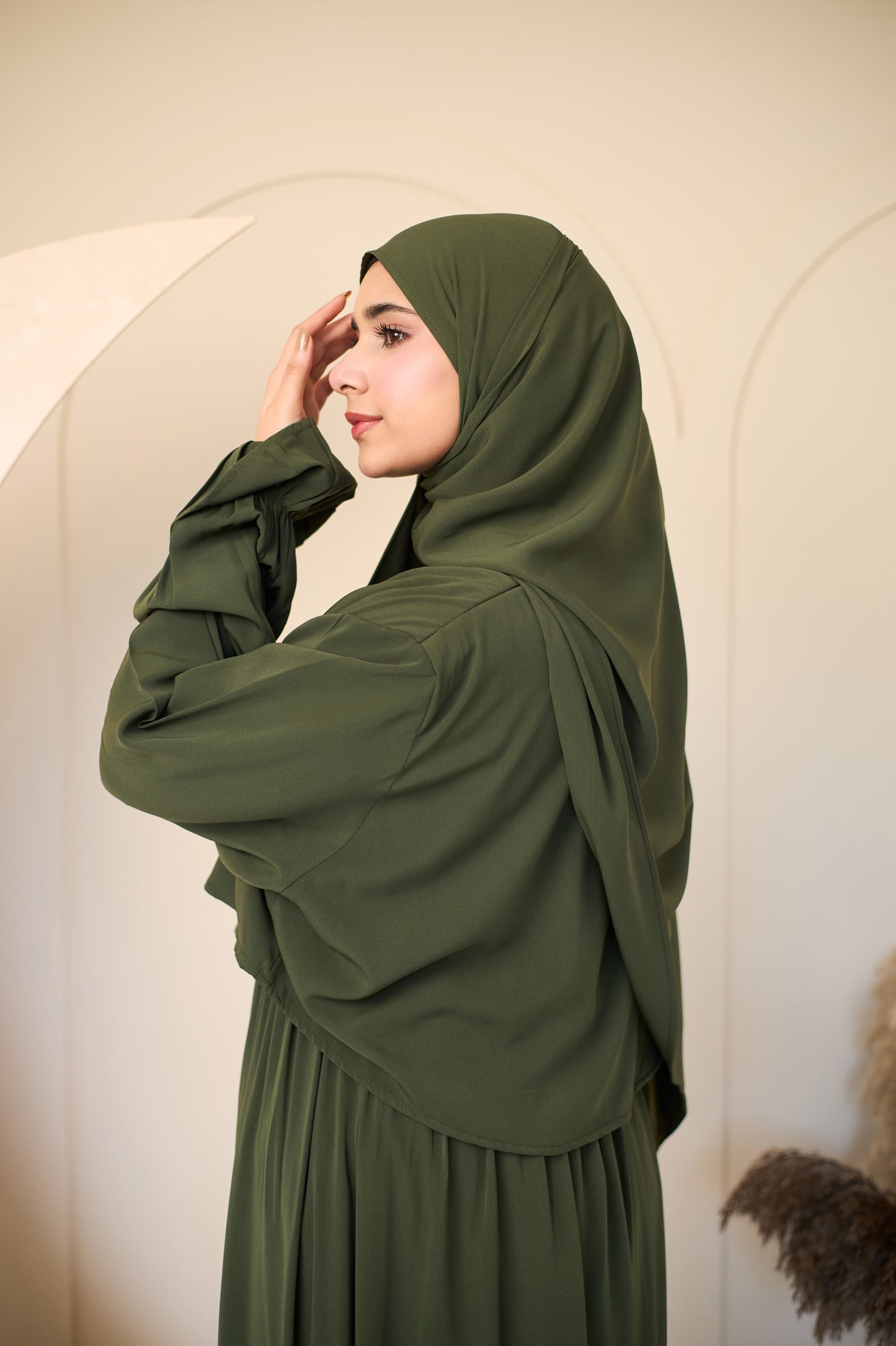 OLIVE GREEN CREPE DRESSY ISDAL