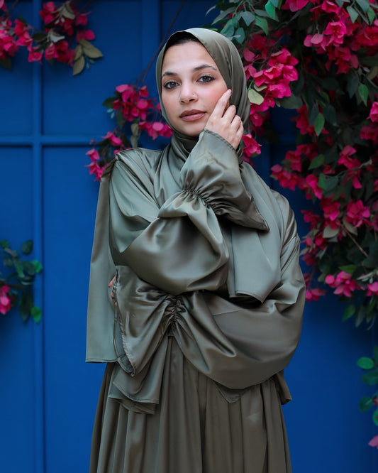 HUNTER GREEN SATIN DRESS ISDAL