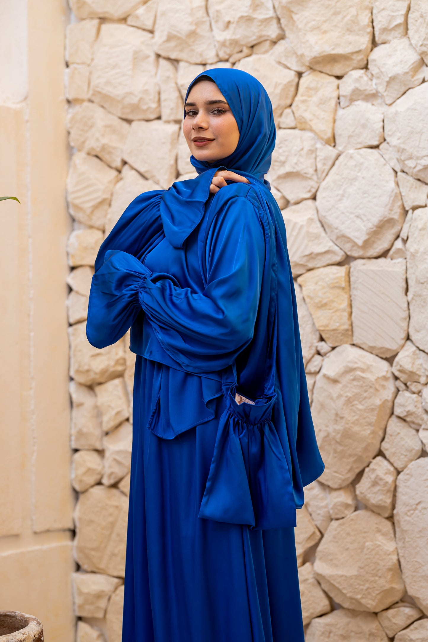 ELECTRIC BLUE SATIN DRESS ISDAL