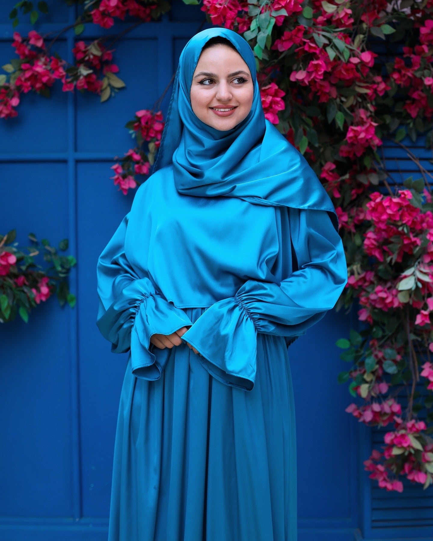 IRIS BLUE SATIN DRESS ISDAL