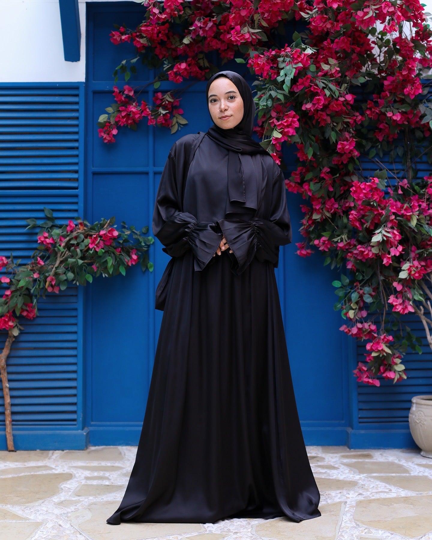 BLACK SATIN DRESS ISDAL