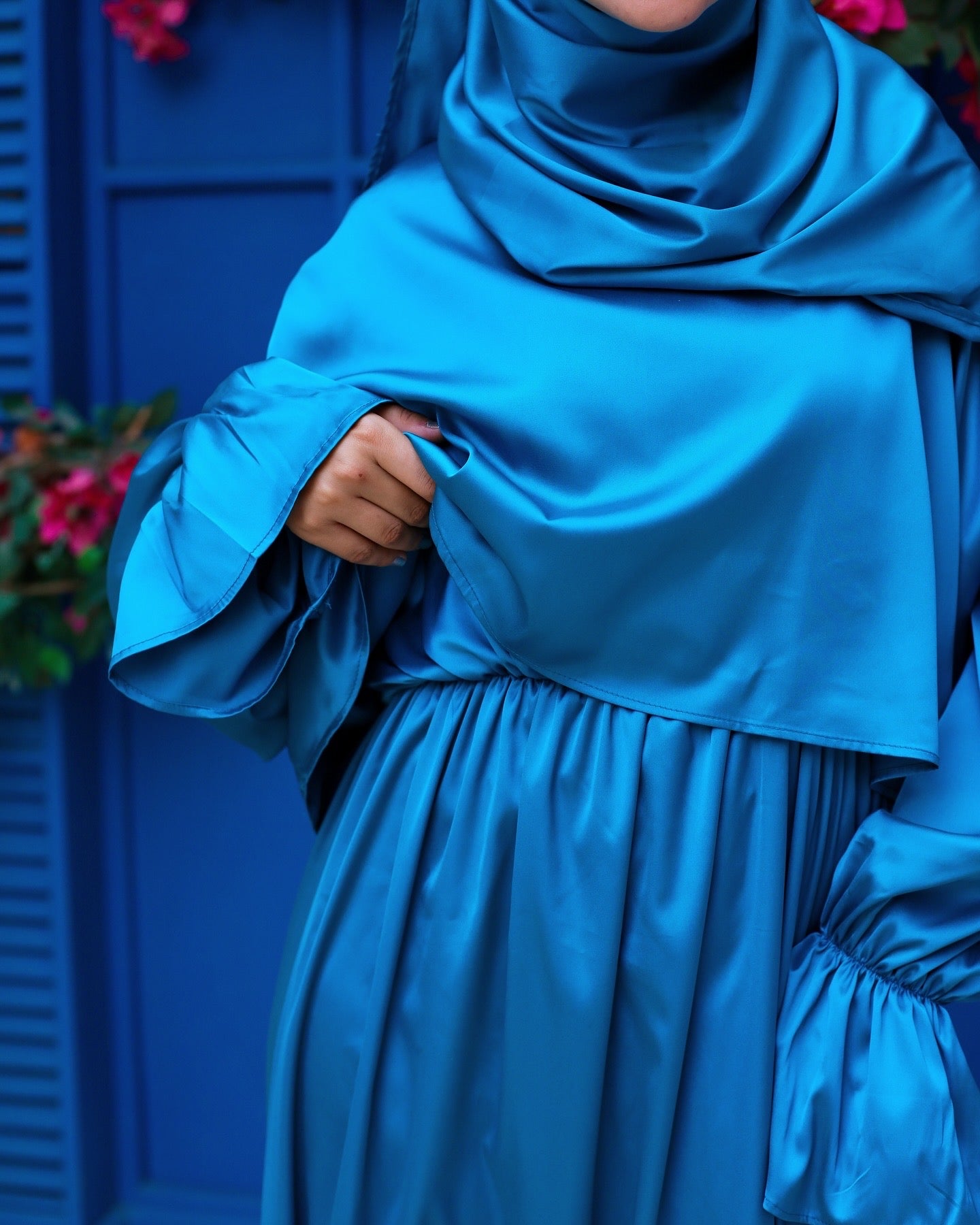 IRIS BLUE SATIN DRESS ISDAL