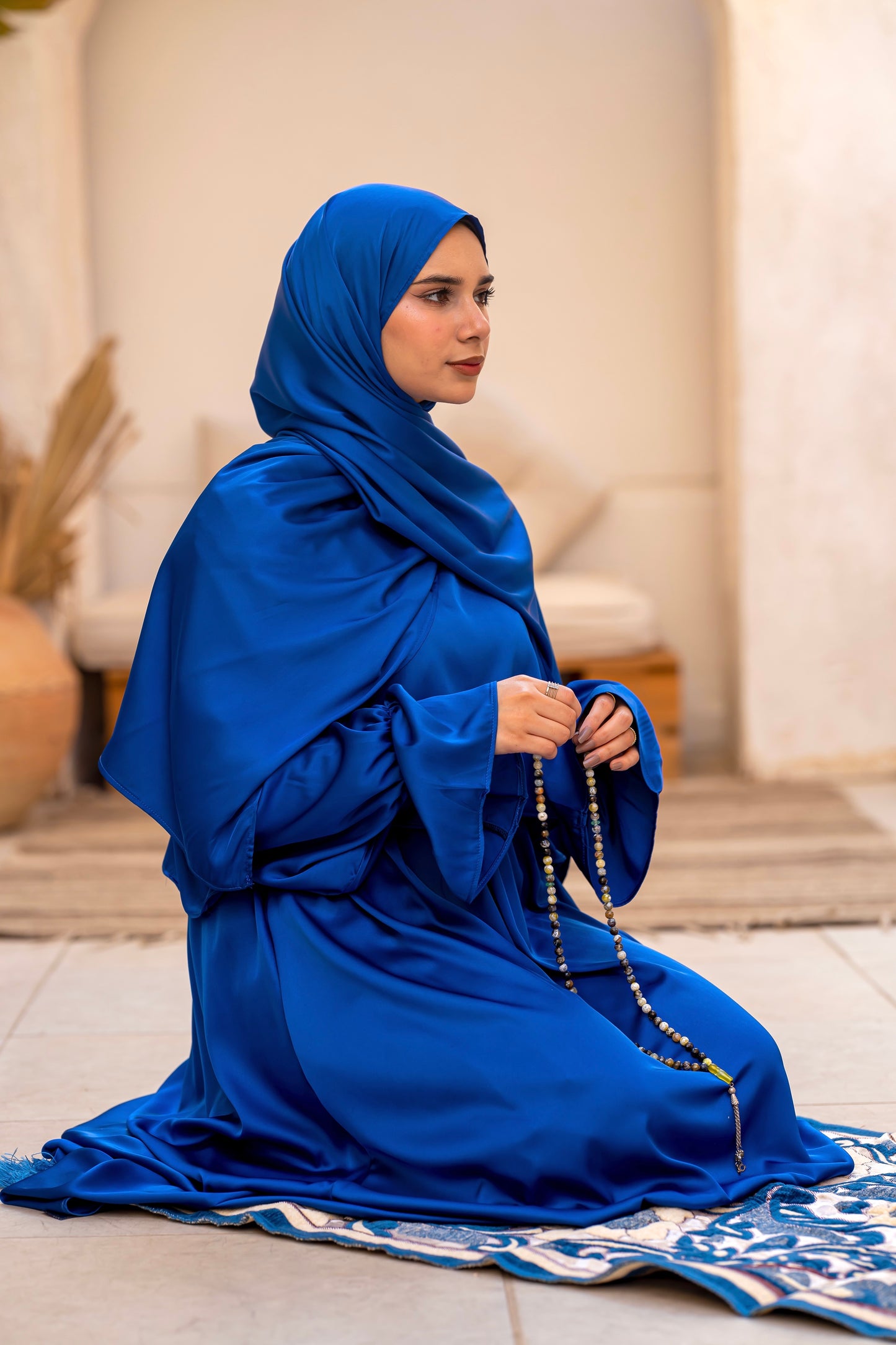 ELECTRIC BLUE SATIN DRESS ISDAL