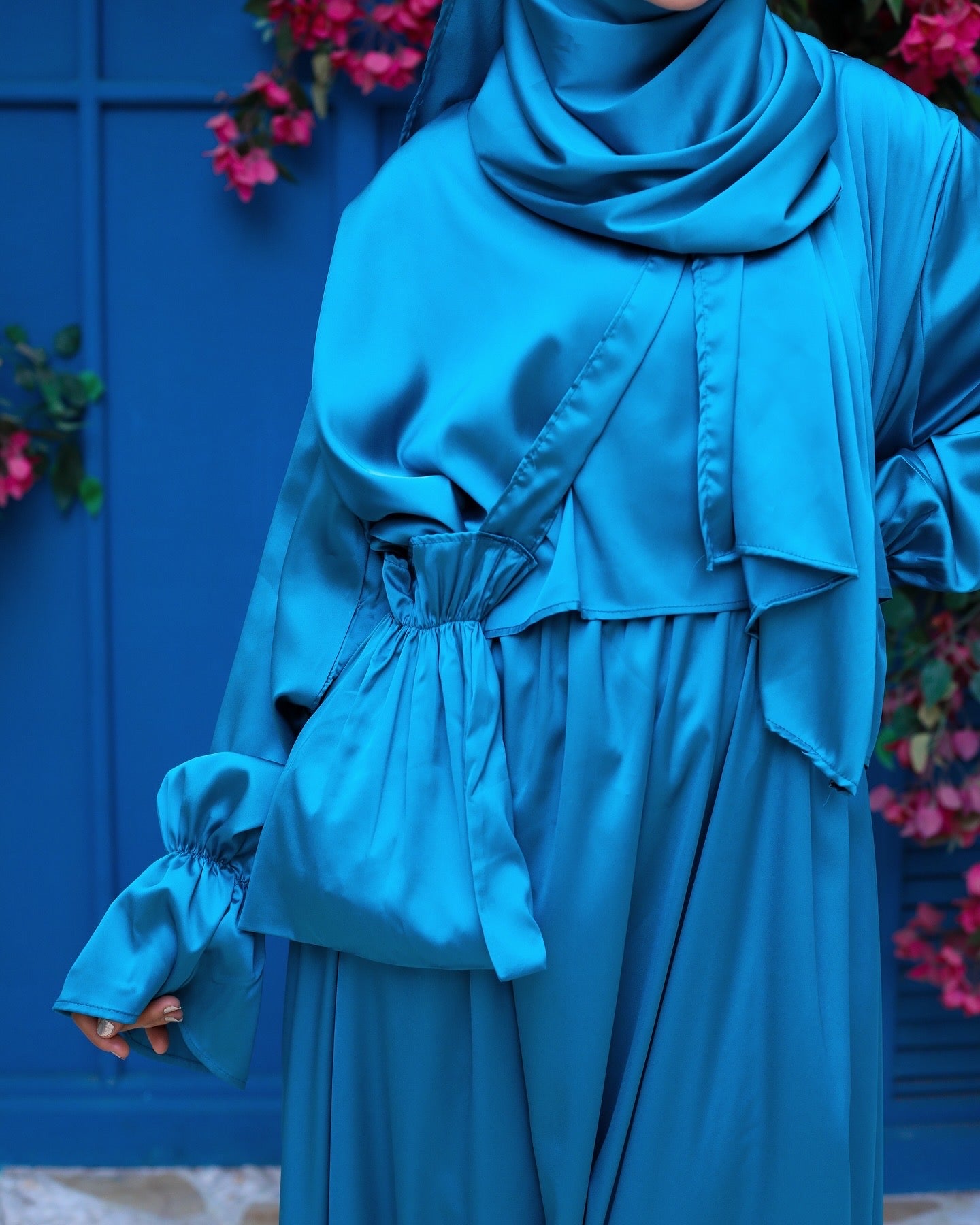 IRIS BLUE SATIN DRESS ISDAL