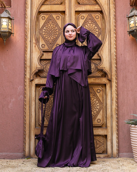 SHADOW PURPLE SATIN DRESS ISDAL