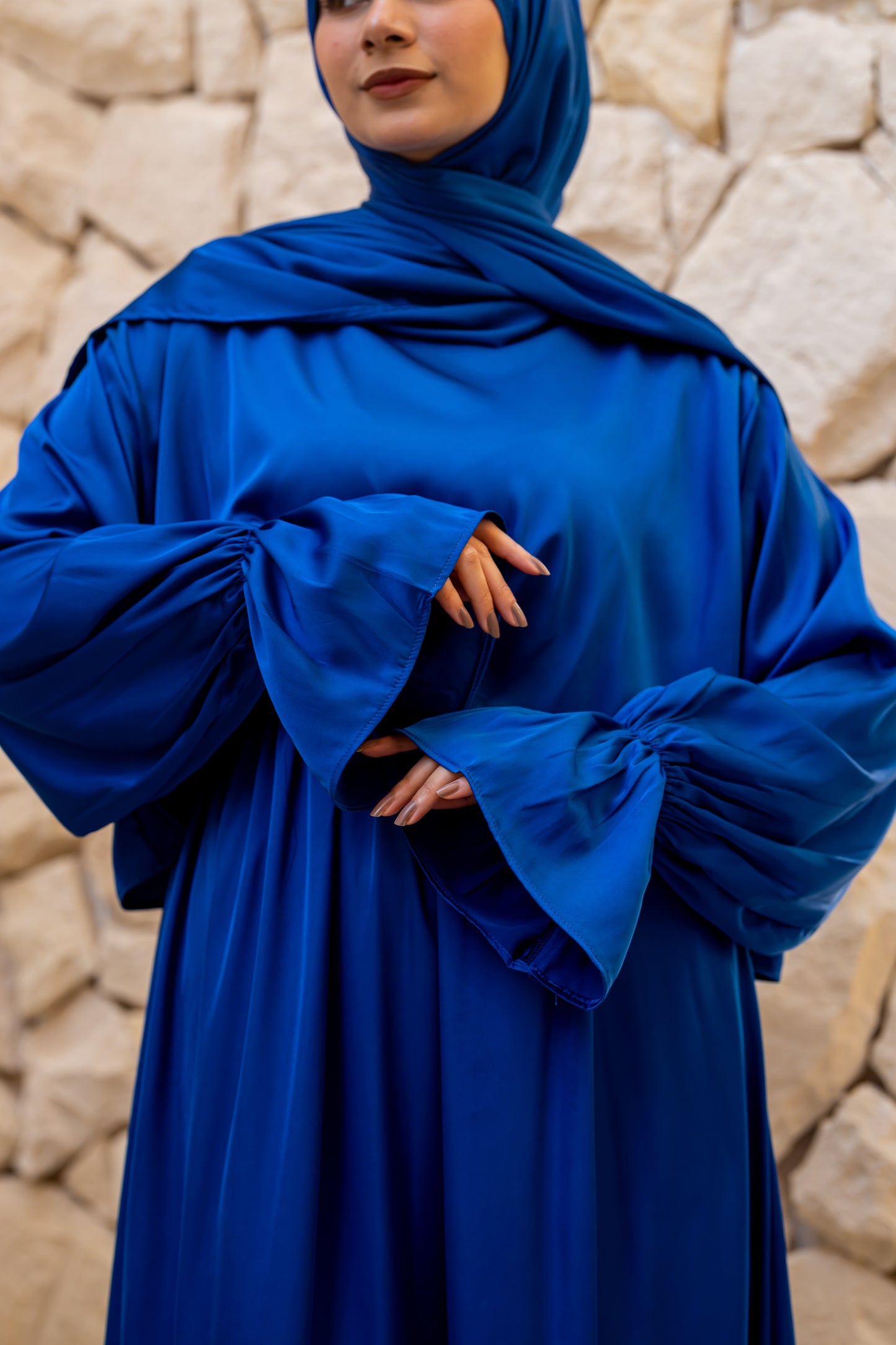 ELECTRIC BLUE SATIN DRESS ISDAL