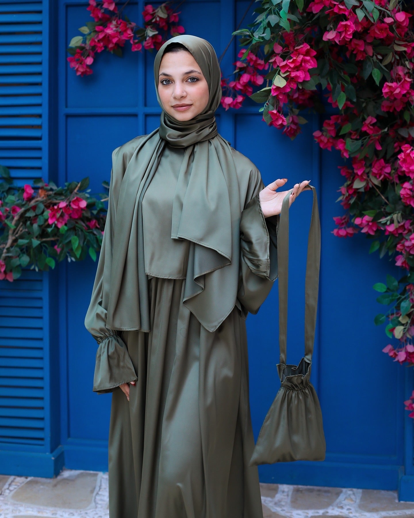 HUNTER GREEN SATIN DRESS ISDAL