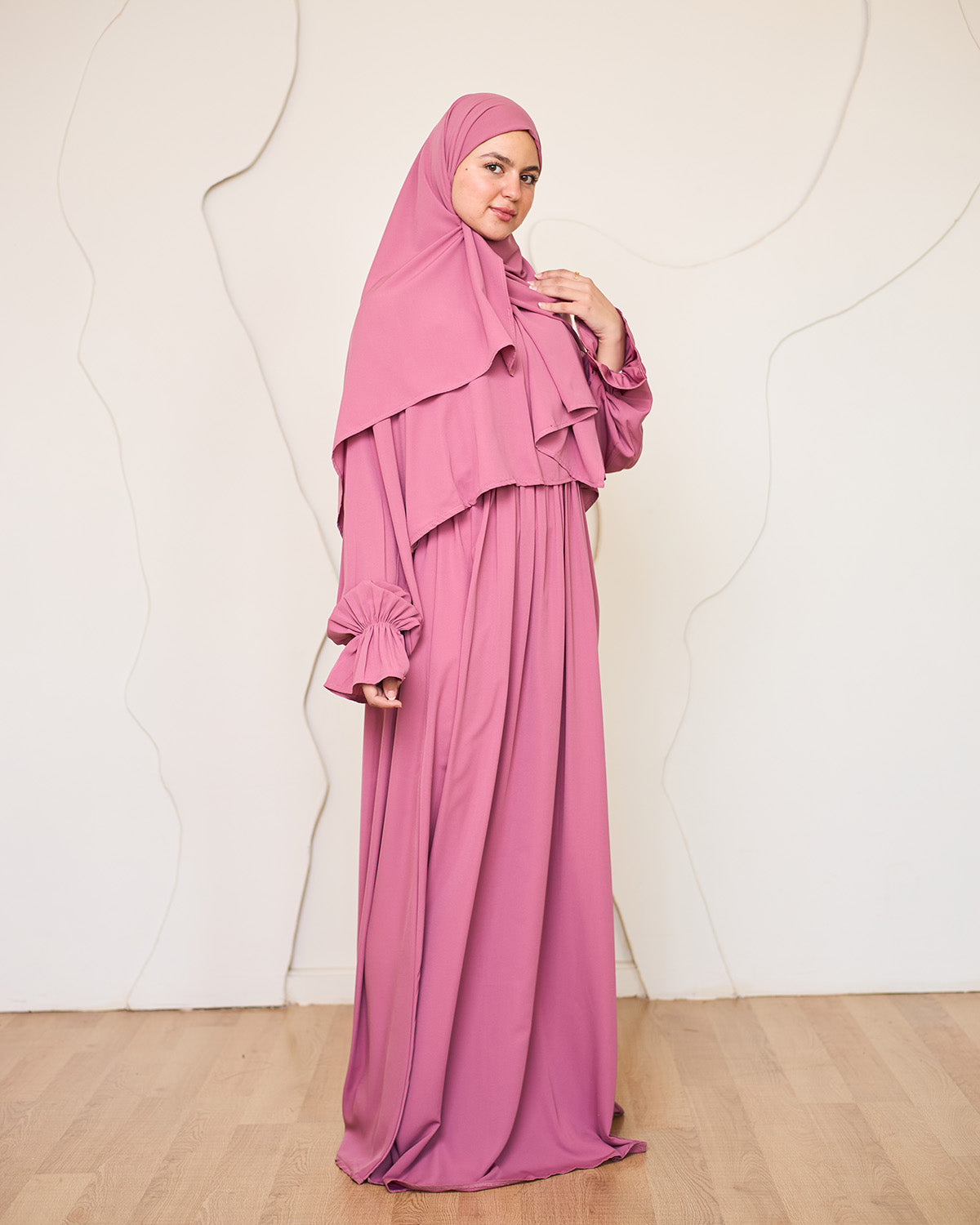 PINK ROSE CREPE DRESSY ISDAL