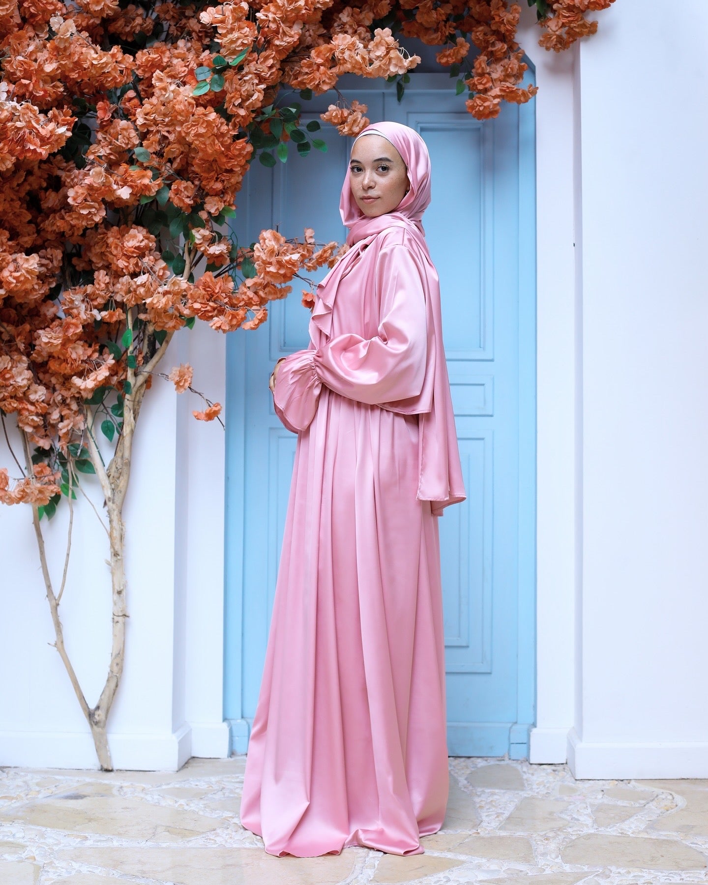 BUBBLEGUM PINK SATIN DRESS ISDAL