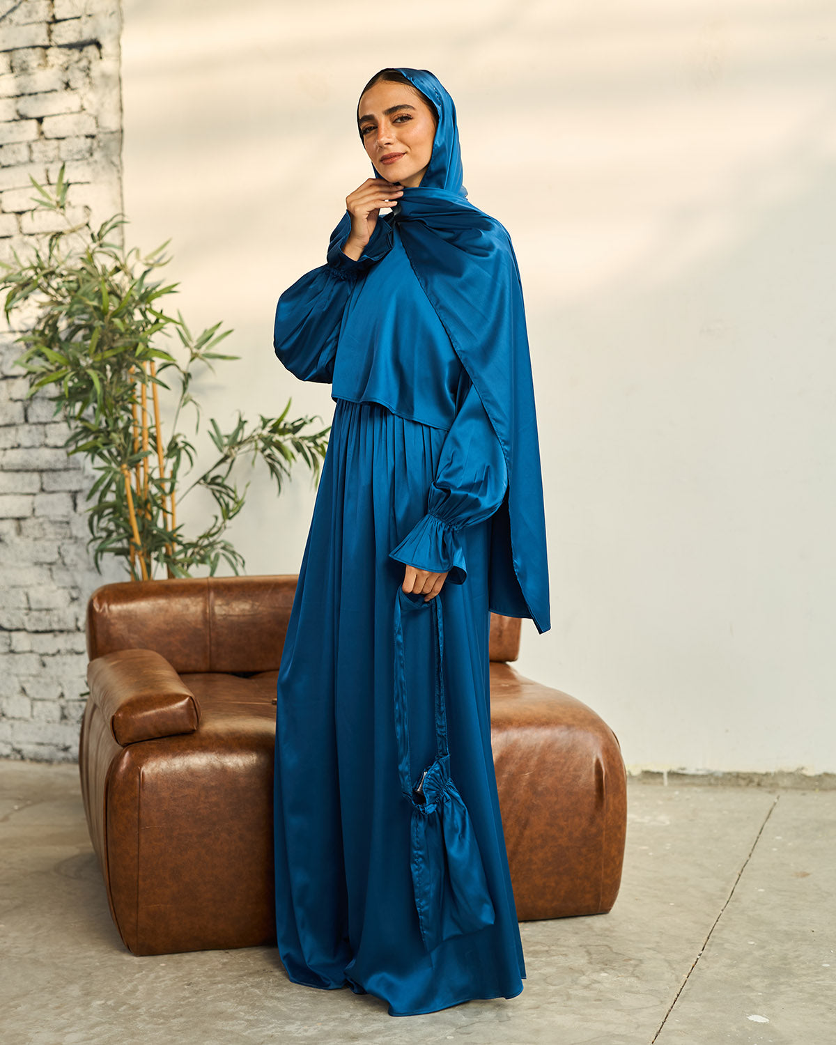 DEEP BLUE SATIN DRESS ISDAL
