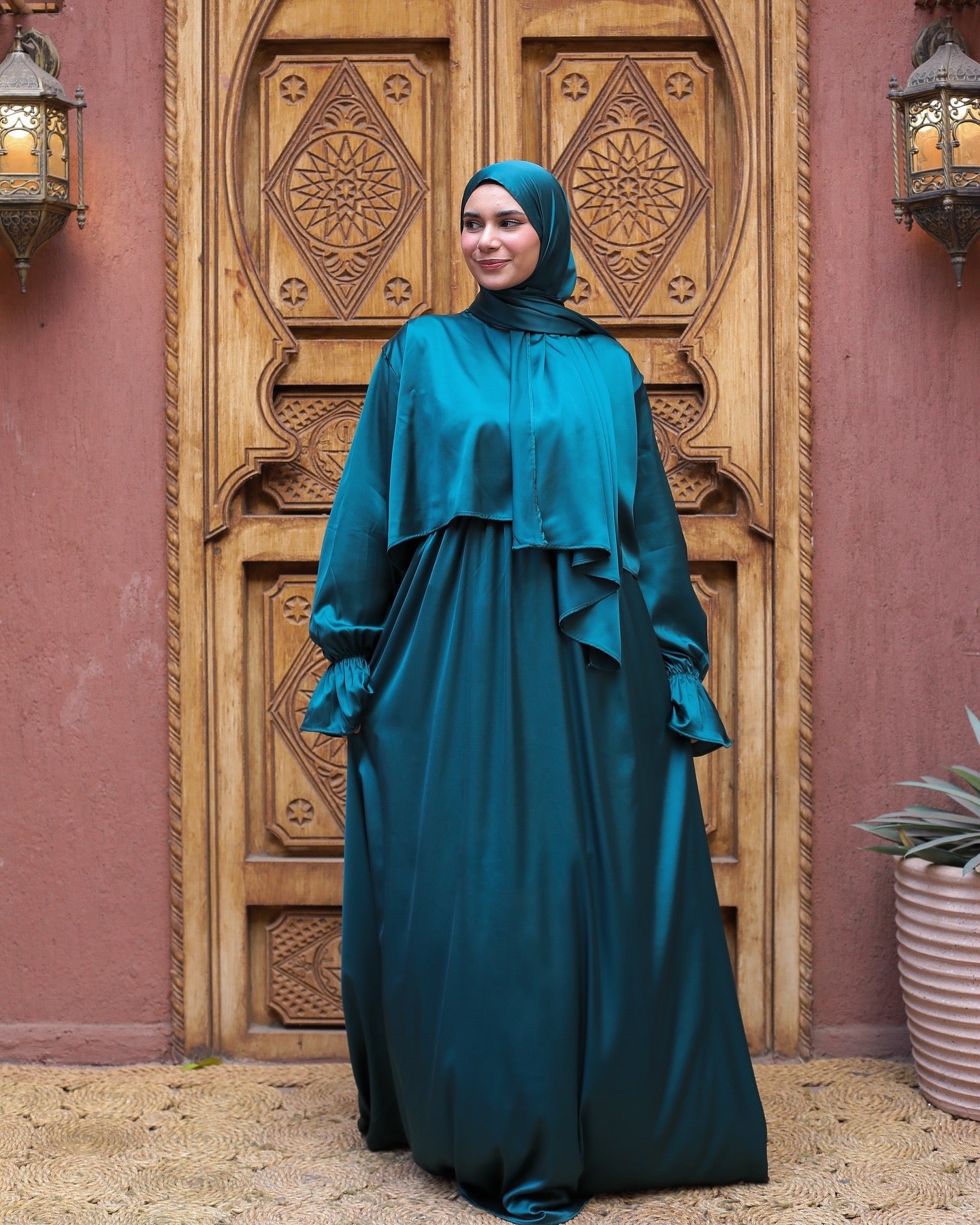 DEEP TEAL SATIN DRESS ISDAL