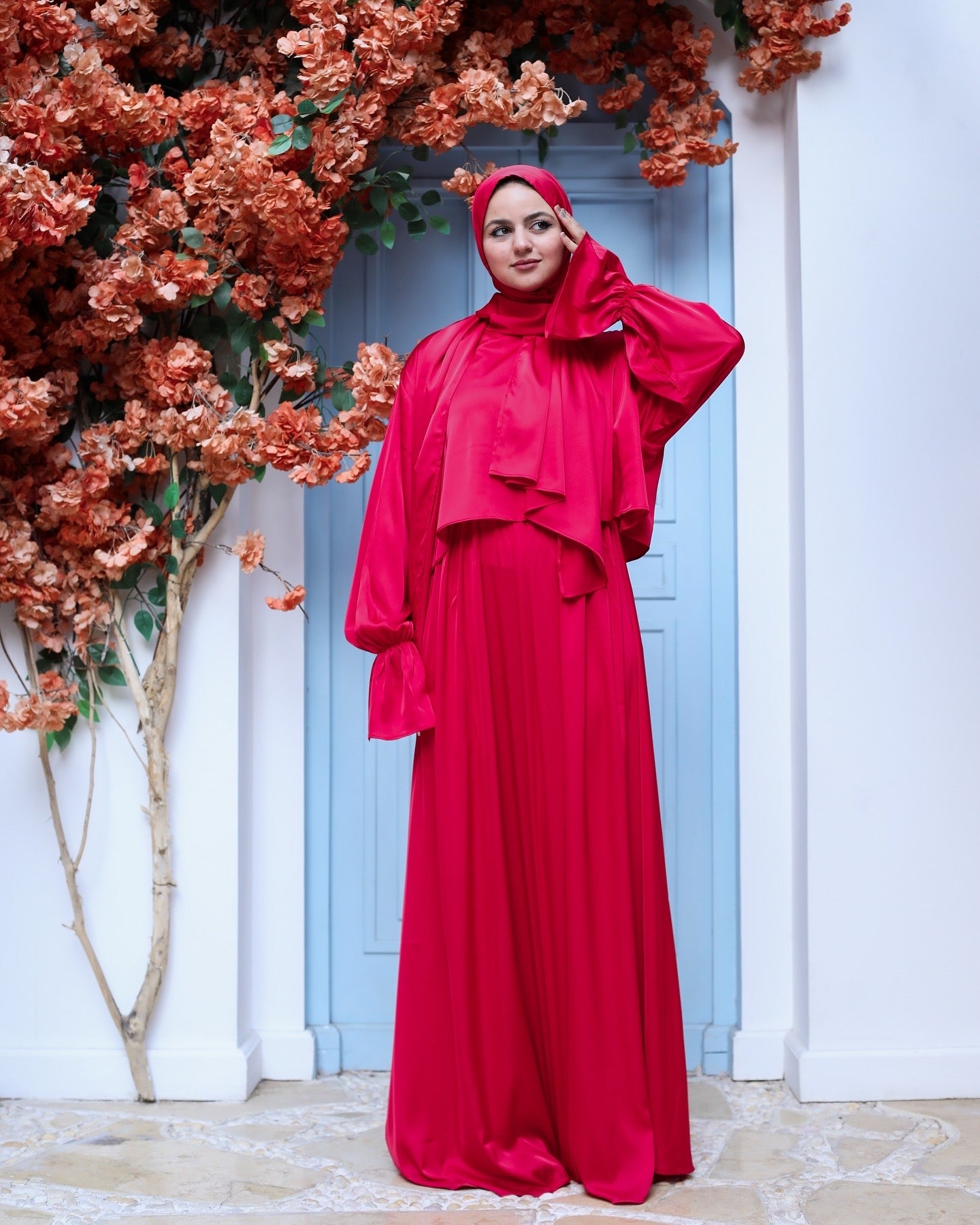 WATERMELON RED SATIN DRESS ISDAL