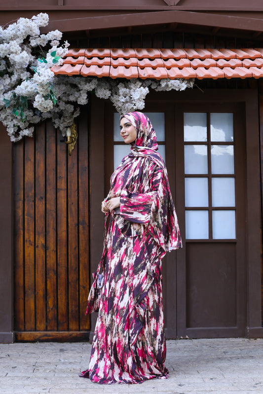 FUCHSIA STROKES PRINT CLASSIC SATIN ISDAL