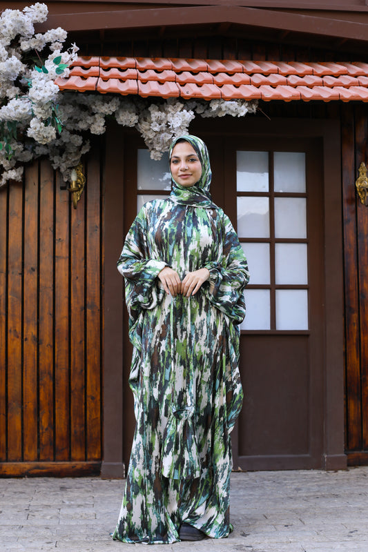 GREEN STROKES PRINT CLASSIC SATIN ISDAL