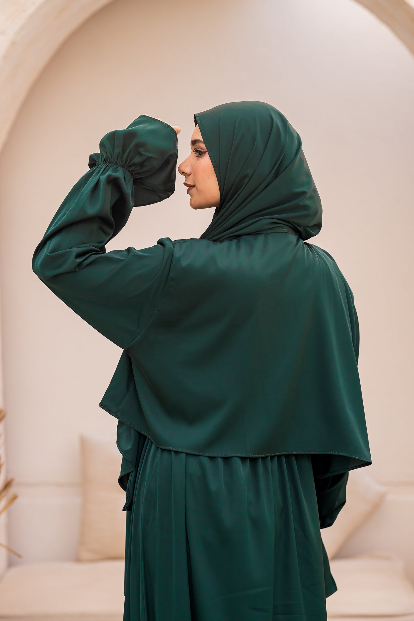 MIDNIGHT GREEN SATIN DRESS ISDAL