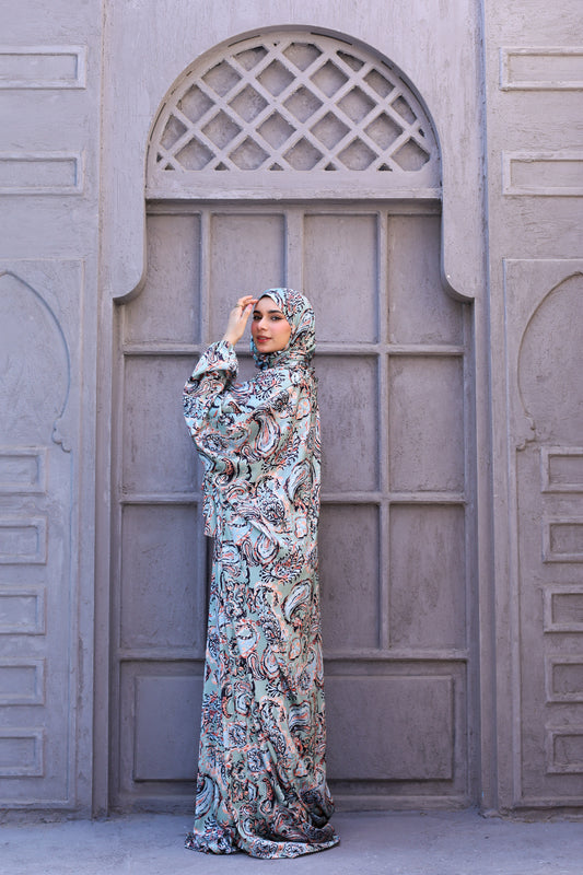 GREEN PAISLEY PRINT CLASSIC SATIN ISDAL
