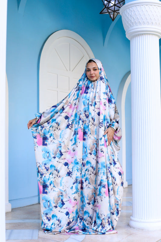 DREAMY SPLASHES PRINT SATIN MALHAFA ISDAL