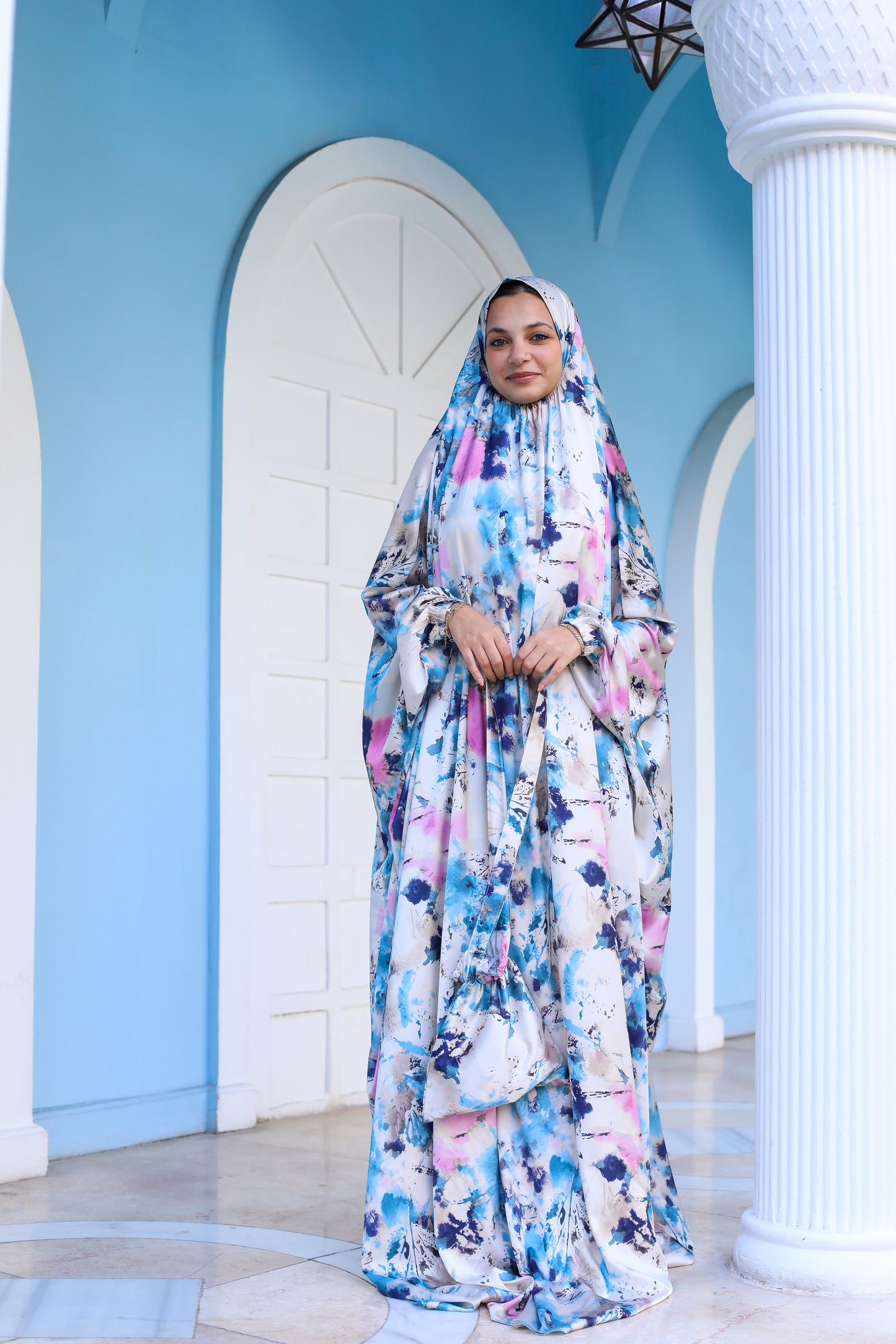 DREAMY SPLASHES PRINT SATIN MALHAFA ISDAL