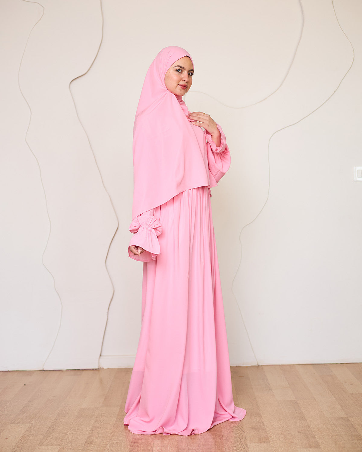 BUBBLEGUM PINK CREPE DRESSY ISDAL